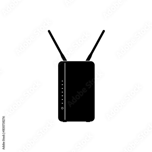 Black silhouette of a wireless router with antennas