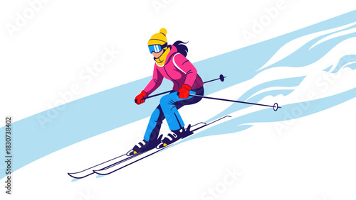 Skier in Action - A Dynamic Vector Illustration of Winter Sport.