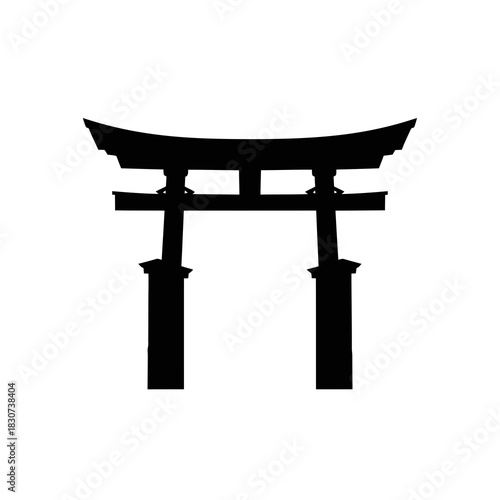 Black silhouette of a traditional japanese torii gate