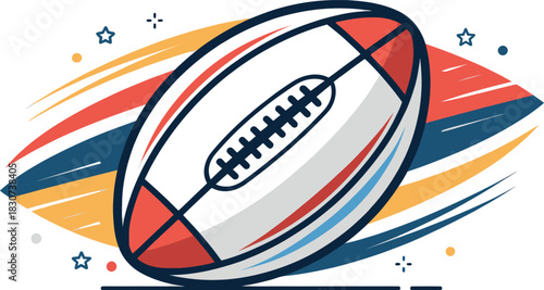 Rugby Ball Icon Vector Design in Minimalist Bold Style