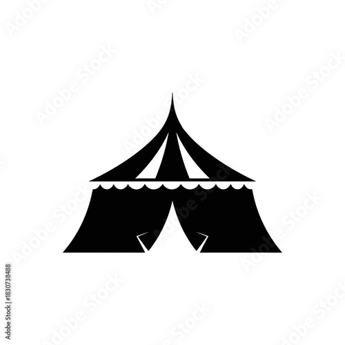 Black silhouette of a classic circus tent