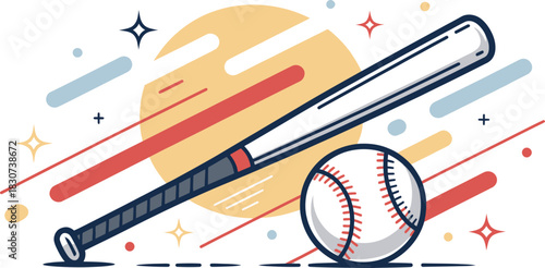 Softball icon flat design vector illustration of a ball in action