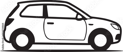 PriClean Black and White Silhouette of a Compact Automobilent