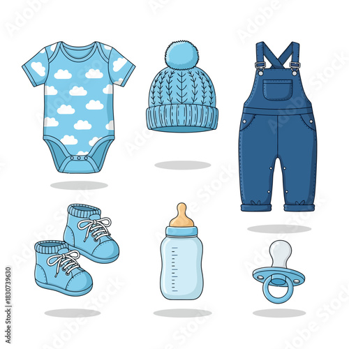 Baby Boy Essentials: A Charming Collection of Blue Apparel and Accessories for Infants