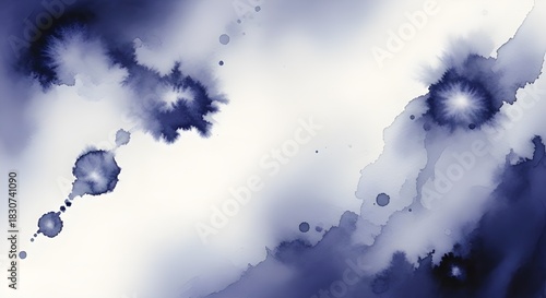 Abstract blue ink dispersion resembling a cosmic nebula, blending soft gradients with organic diffusion textures