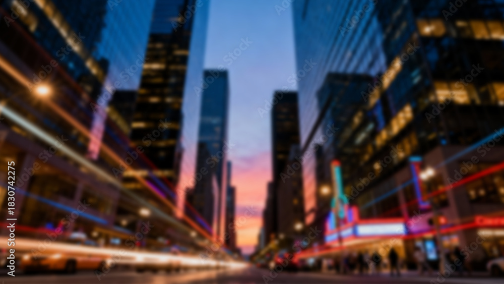 Obraz premium Cityscape's Blurred Motion A Dynamic View of City Life at Dusk