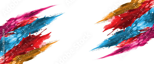 Digital Colorful splashes and strokes of red yellow and blue paint abstract vector png..