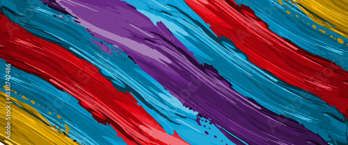 Digital Colorful splashes and strokes of red yellow and blue paint abstract vector png..