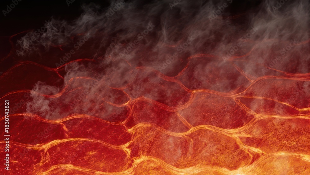 Fototapeta premium Abstract background of fiery molten rock and smoke.