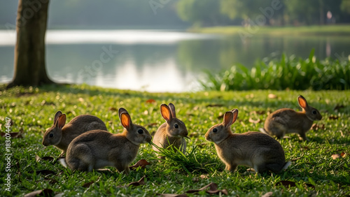 rabbits in the grass
