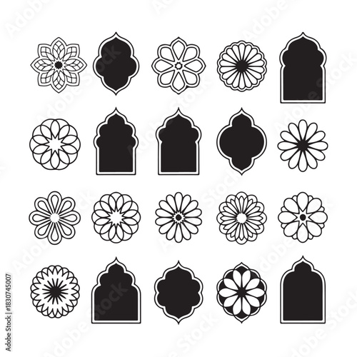 Elegant Islamic ornament silhouette vector set