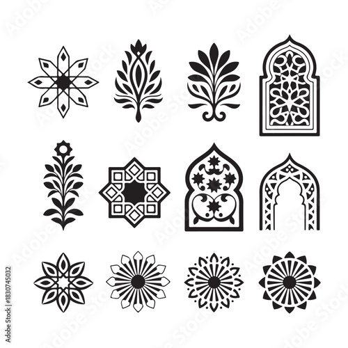 Elegant Islamic ornament silhouette vector set