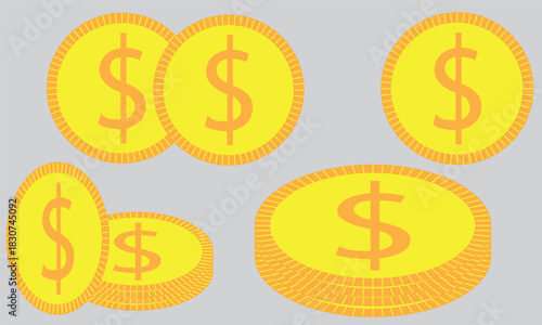 set of golden dollar signs