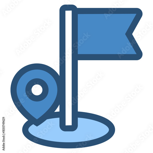 location pin with flag stick icon
