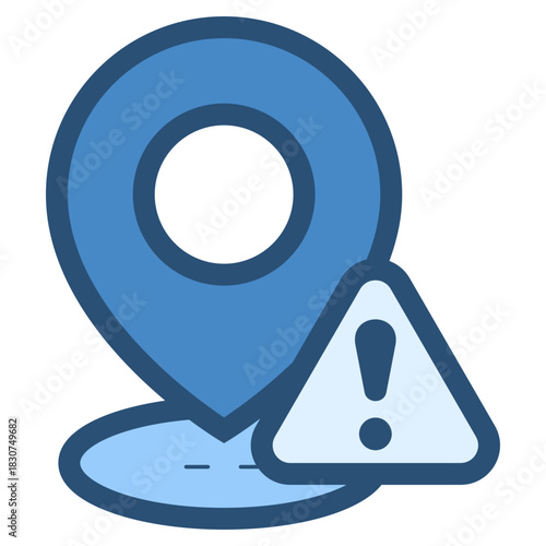 pin location with warning problem sign icon