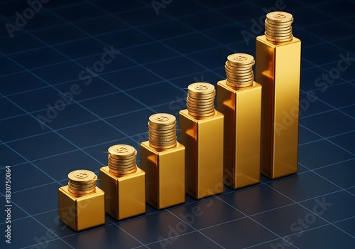 Gold bar chart representing business growth and financial success
