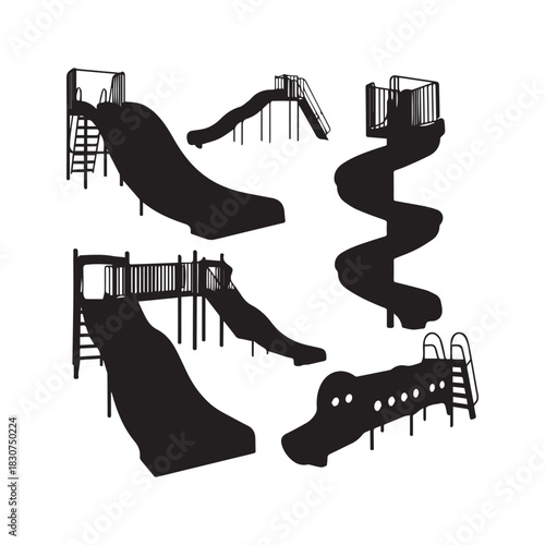 Children Slide Silhouettes