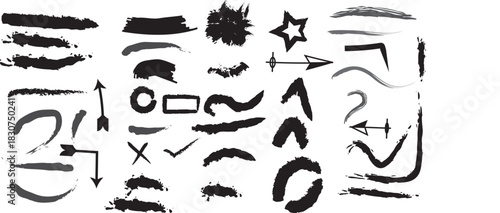 Mega Vector Pack of Hand-Drawn Grunge Brush Strokes, Textured Arrows, Stars, and Line Accents
