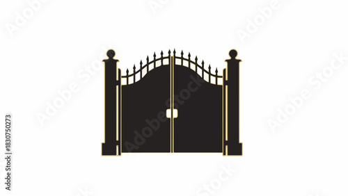 Elegant Ornamental Wrought Iron Gate with Golden Accents