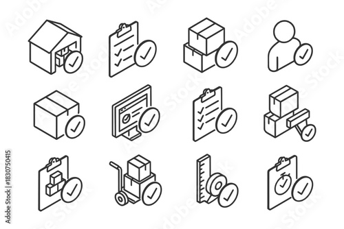 Simple line icons for shipping and inventory management.