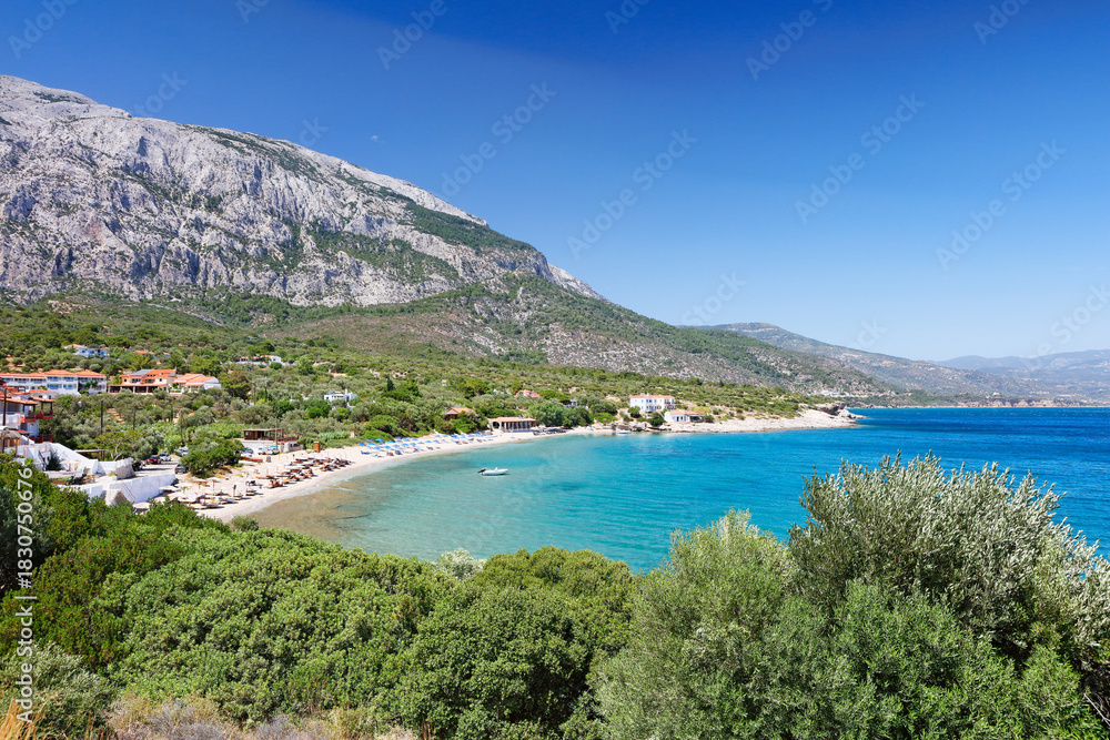 Naklejka premium The beach Limnionas in Samos, Greece