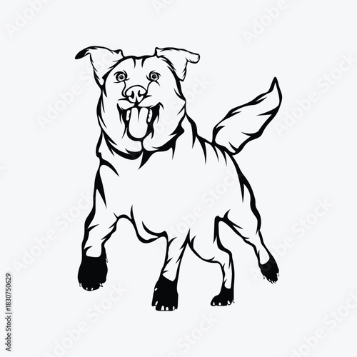 03. Animal canine guard dog security art Fresh pattern Black vector with typography white outlines on a in vector format.