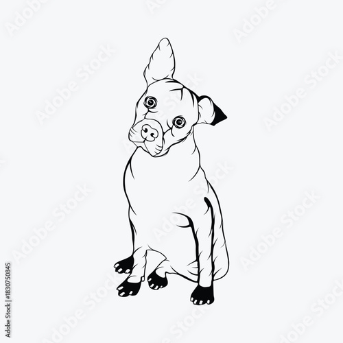 01.Dog Head phrase Calligraphy design, Hand drawn isolated on white background.