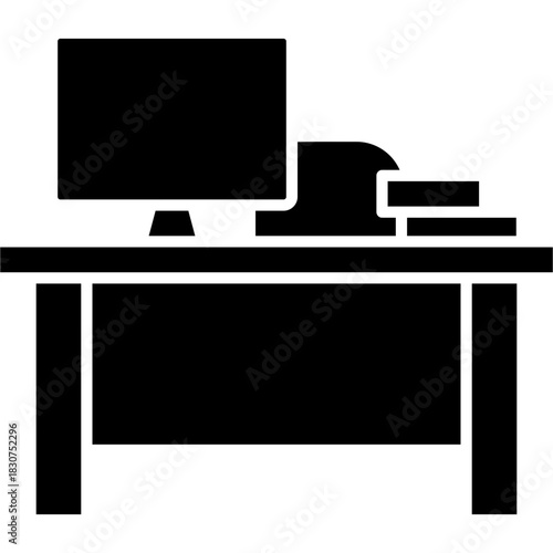 Glyph Solid Librarian Desk Icon