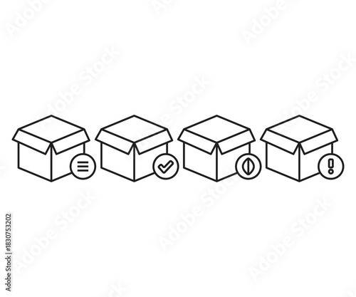 carton box and user interface icons set