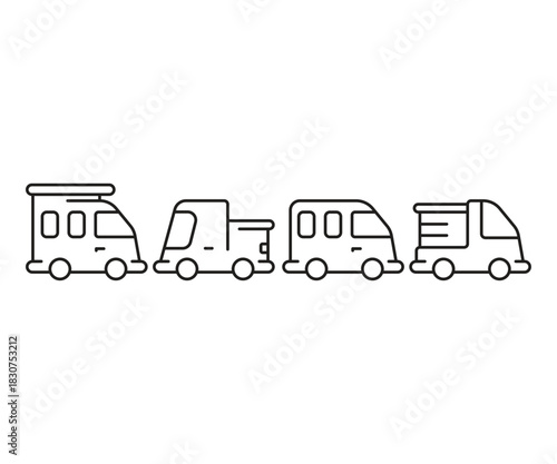 car and transportation icons line illustration
