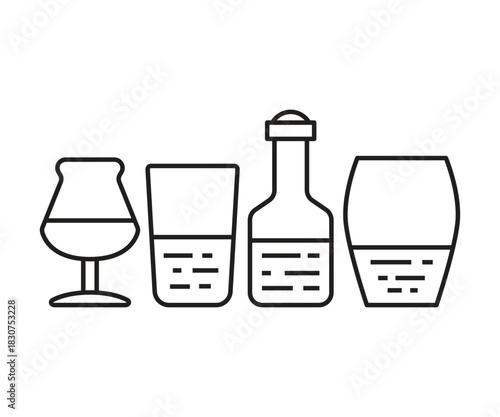 beer glass and bottle icons set