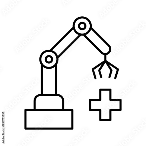Robotic arm icon gripper manipulator, medical robotic claw. Automation and technology concept for manufacturing and medicine. Vector illustration