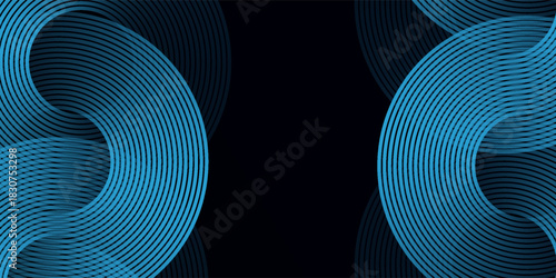 Modern dark blue gradient background with glowing skin blue geometric circle lines graphic cover simple art good element futuristic nice
