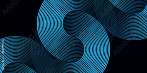 Modern dark blue gradient background with glowing skin blue geometric circle lines graphic cover simple art good