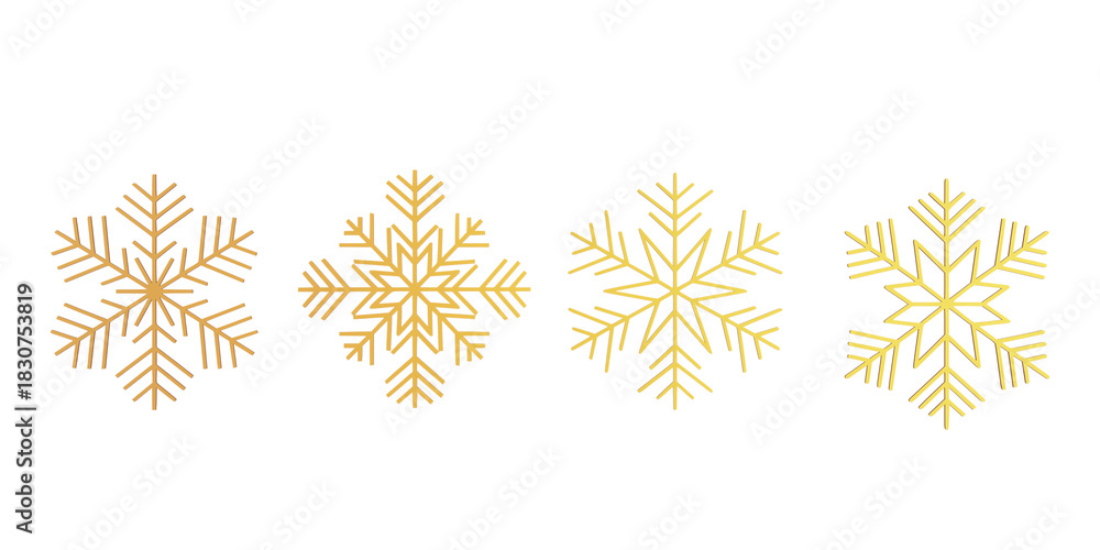 Fototapeta premium golden snowflake isolated on white