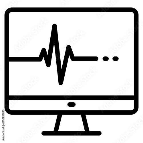 monitor with heartbeat Icon