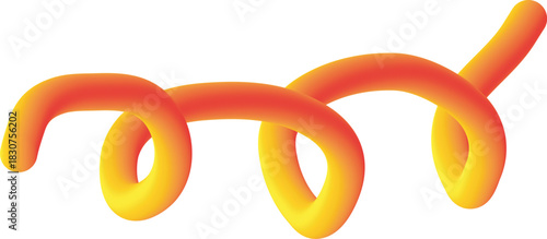 Vibrant Abstract Twisted Tube with Orange Yellow Gradient on White