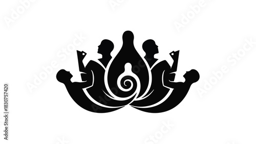 Abstract architectural perspective of repeating dark geometric archways receding into light