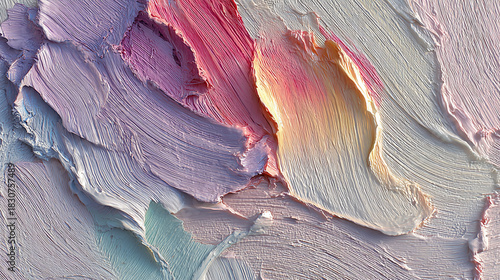 Abstract image of multicolored strokes of oil paint