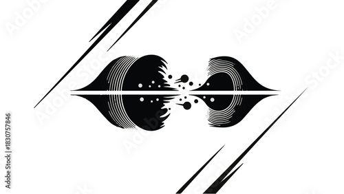 Abstract architectural perspective of repeating dark geometric archways receding into light
