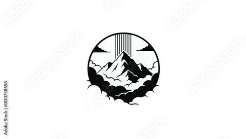 Abstract architectural perspective of repeating dark geometric archways receding into light