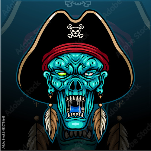 Zombie pirates esport mascot logo design