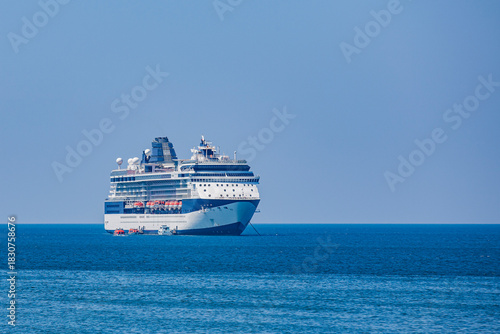 Cruise ship anchored
