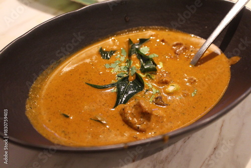 Indian cuisine: mutton curry Chettinad masala