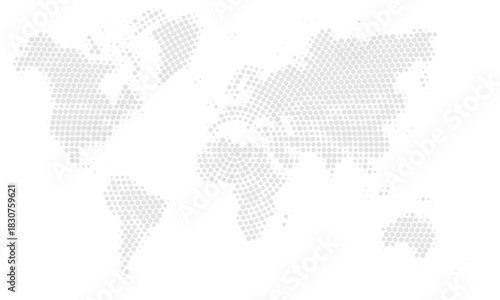 Dotted world map. Flat design, vector illustration.