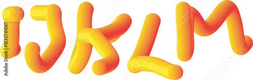 Soft rounded 3D alphabet letters I J K L M in gradient colors