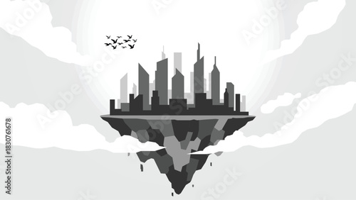 Photography Floating City Illustration