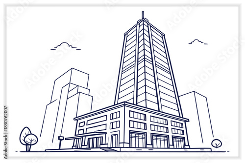 Construction Blueprint Illustration Set Architecture and Engineering Line Art