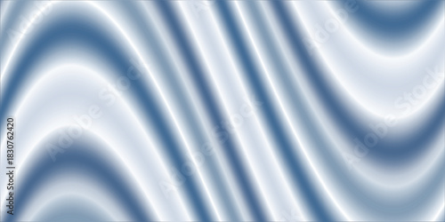Abstract blue white luxury fabric wave background with copy space. Smooth liquid wave. Elegant shiny silk satin texture. Suit for wallpaper, cover, header, desktop, web, flyer. Vector illustration