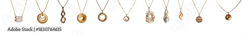 Fashionable necklaces collection on transparent display png